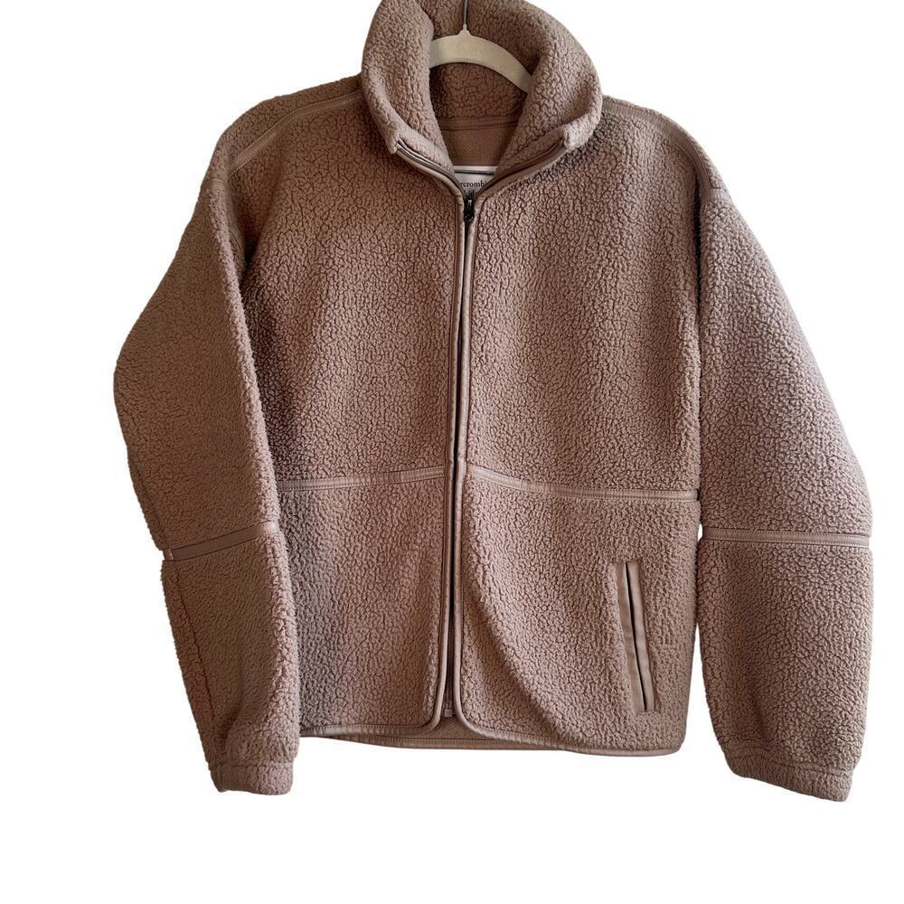 Abercrombie Kids Sherpa Fleece Camel Zip up Sweater Jacket Sz 13/14